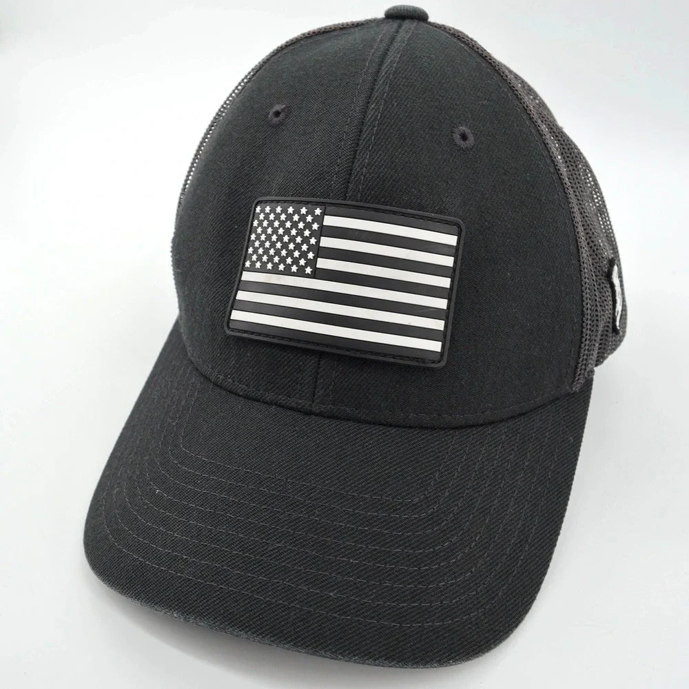Branded Bills Trucker Hat Black American Flag Patch Style 300 Mens OSFM